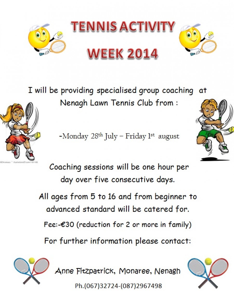 Junior Tennis Activity Week – 28th Jul-1st Aug