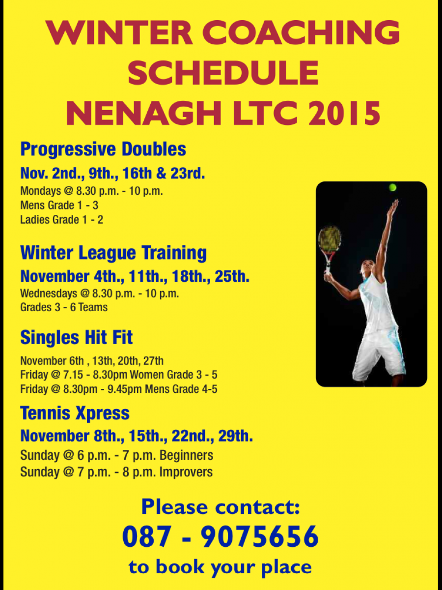 Winter Adult Coaching Schedule