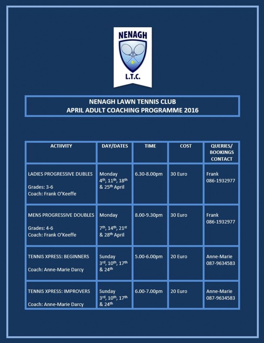 Adult Coaching – Spring