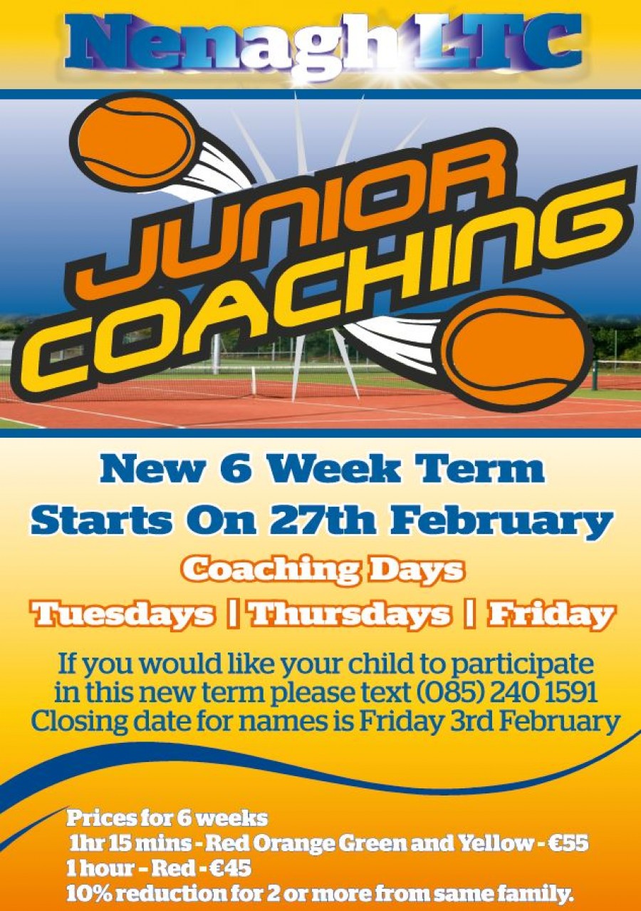 Junior Coaching – Starts February 27th