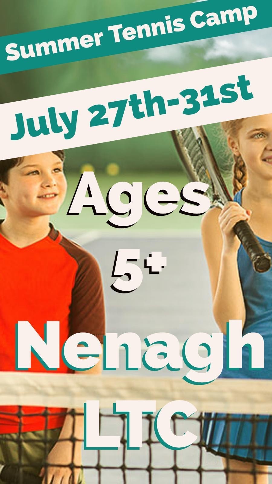 Junior Tennis Camp Mon. July 27th – Fri. 31st July