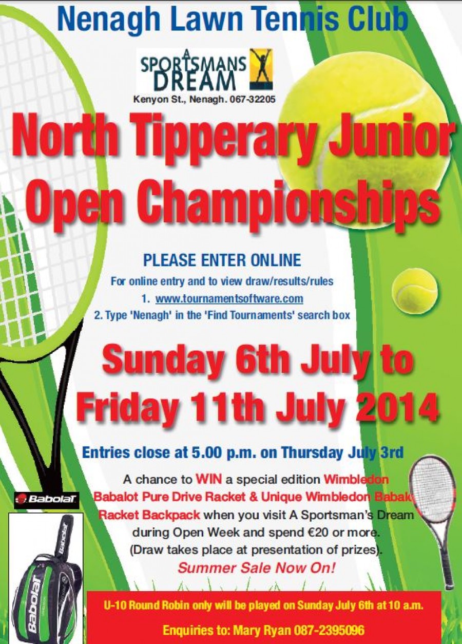 A Sportsmans Dream Nenagh Junior Open 6th July – Entry Now Open