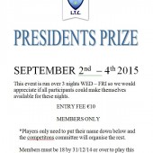 Presidents Price – 2nd – 4th September