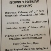 Junior Munster Regional & Provincial MatchPlays