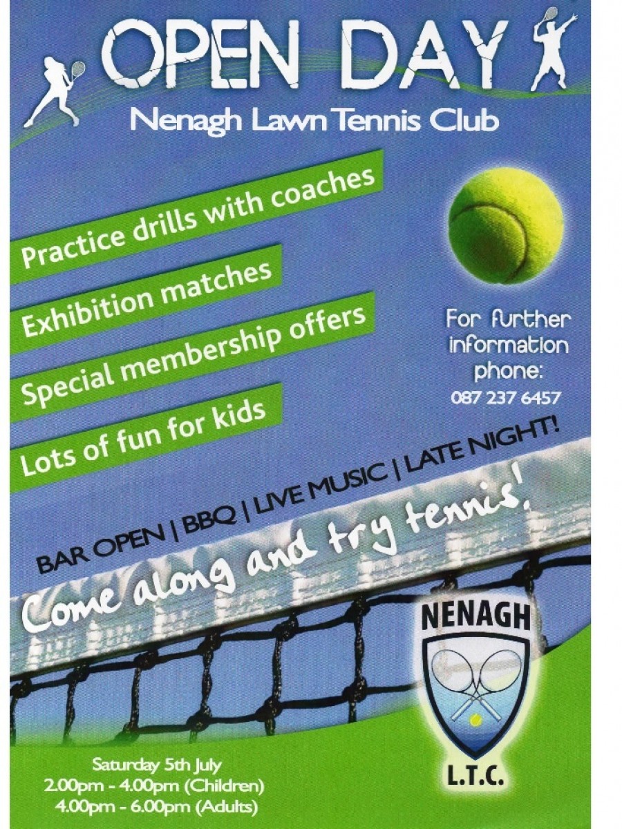 Nenagh LTC Open Day – Saturday 5th July